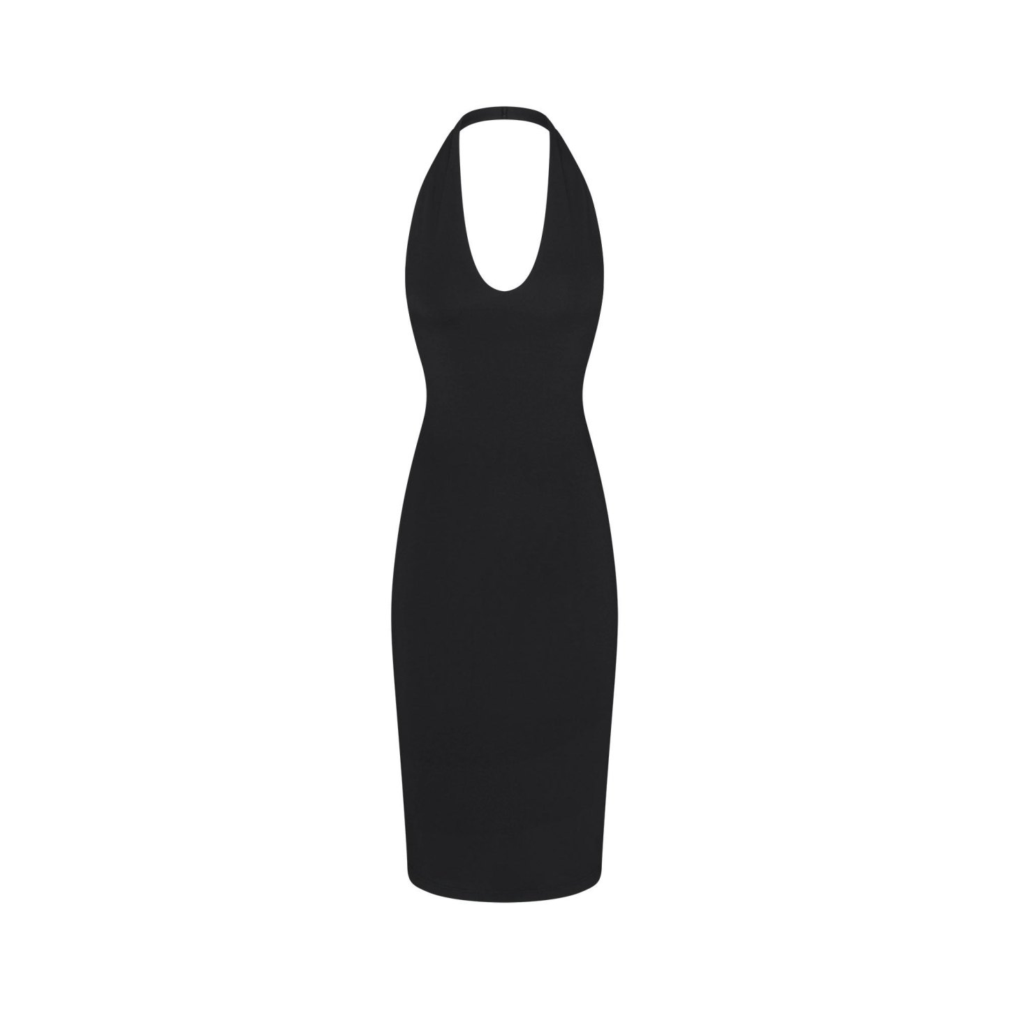 SMOOTH LAYERS PLUNGE HALTER MIDI DRESS - OBSIDIAN - image 11