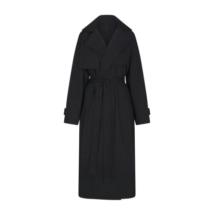 WOVEN COTTON OVERSIZED TRENCH COAT - ONYX - image 11