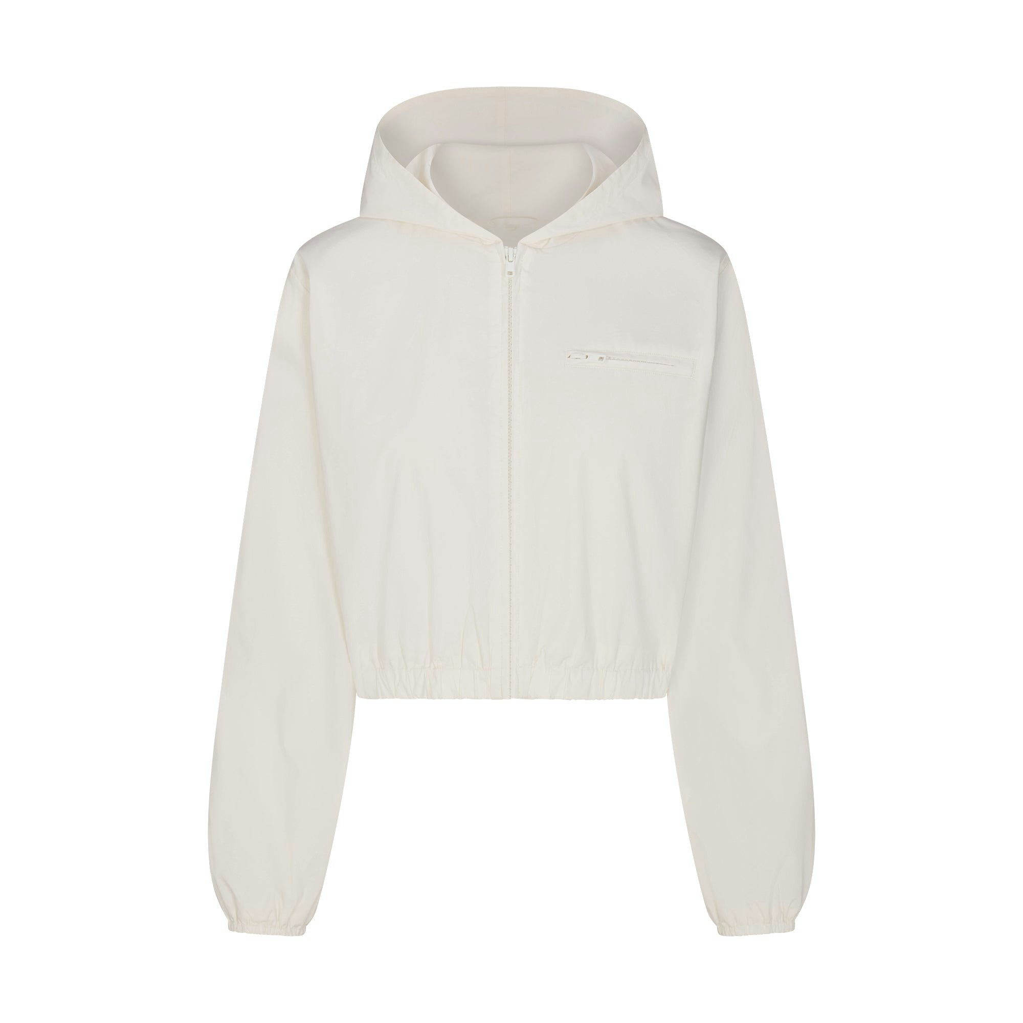 WOVEN COTTON CROPPED ZIP UP JACKET - EGRET - image 9