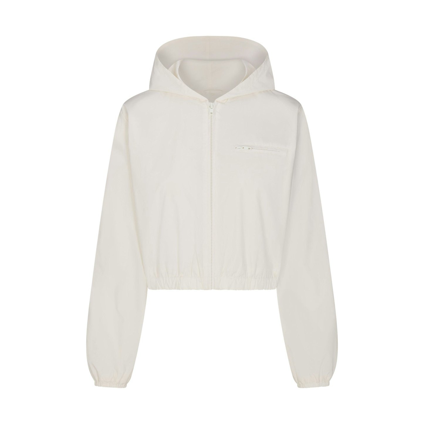 WOVEN COTTON CROPPED ZIP UP JACKET - EGRET - image 9