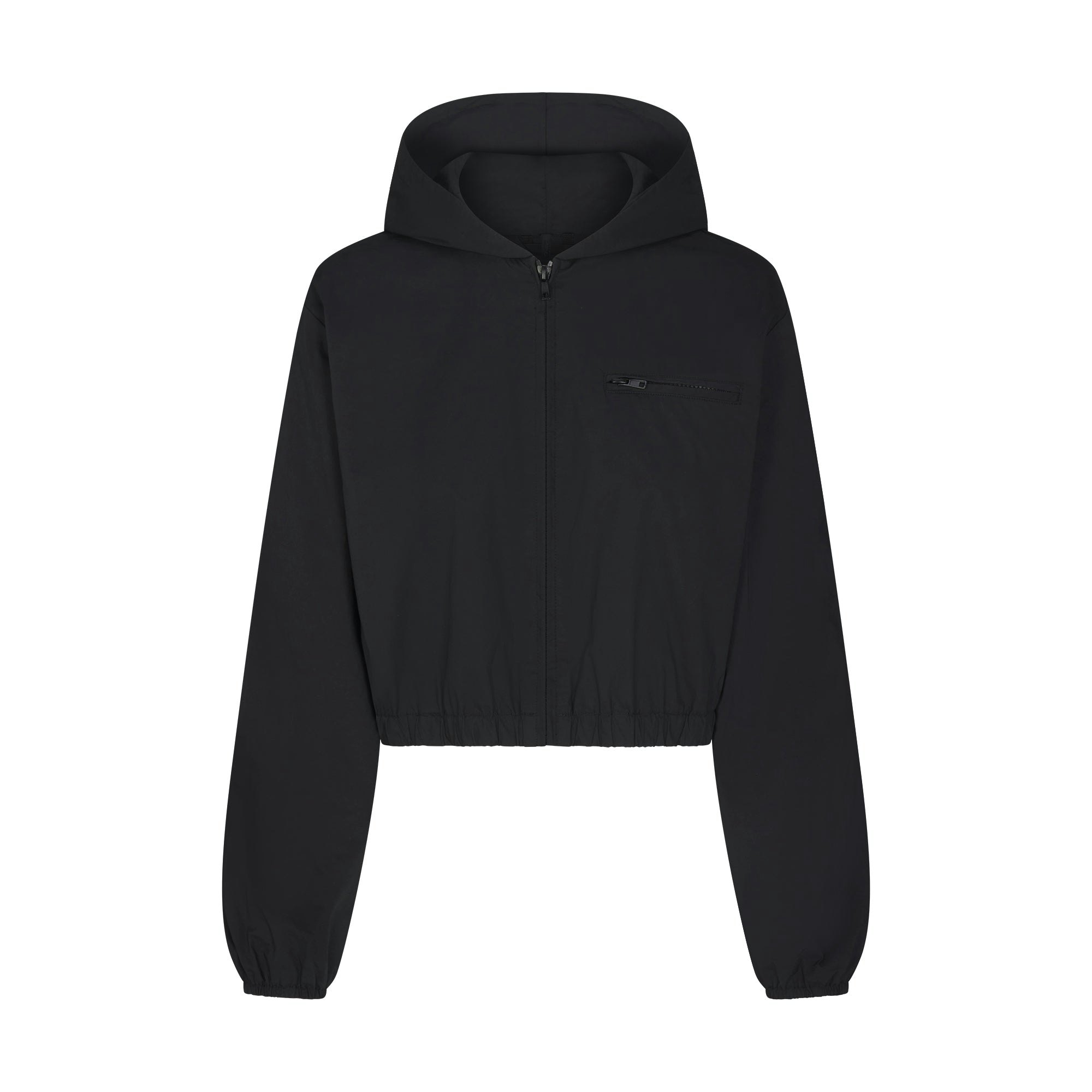 WOVEN COTTON CROPPED ZIP UP JACKET - ONYX - image 4