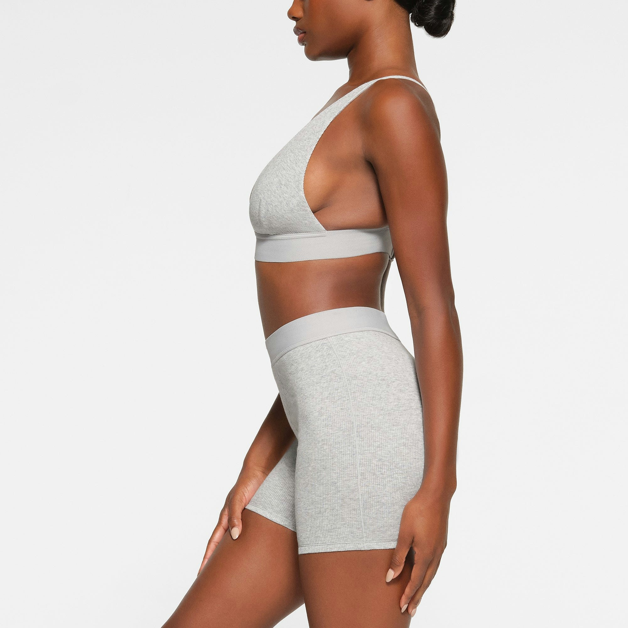 COTTON RIB BOXER - LIGHT HEATHER GREY