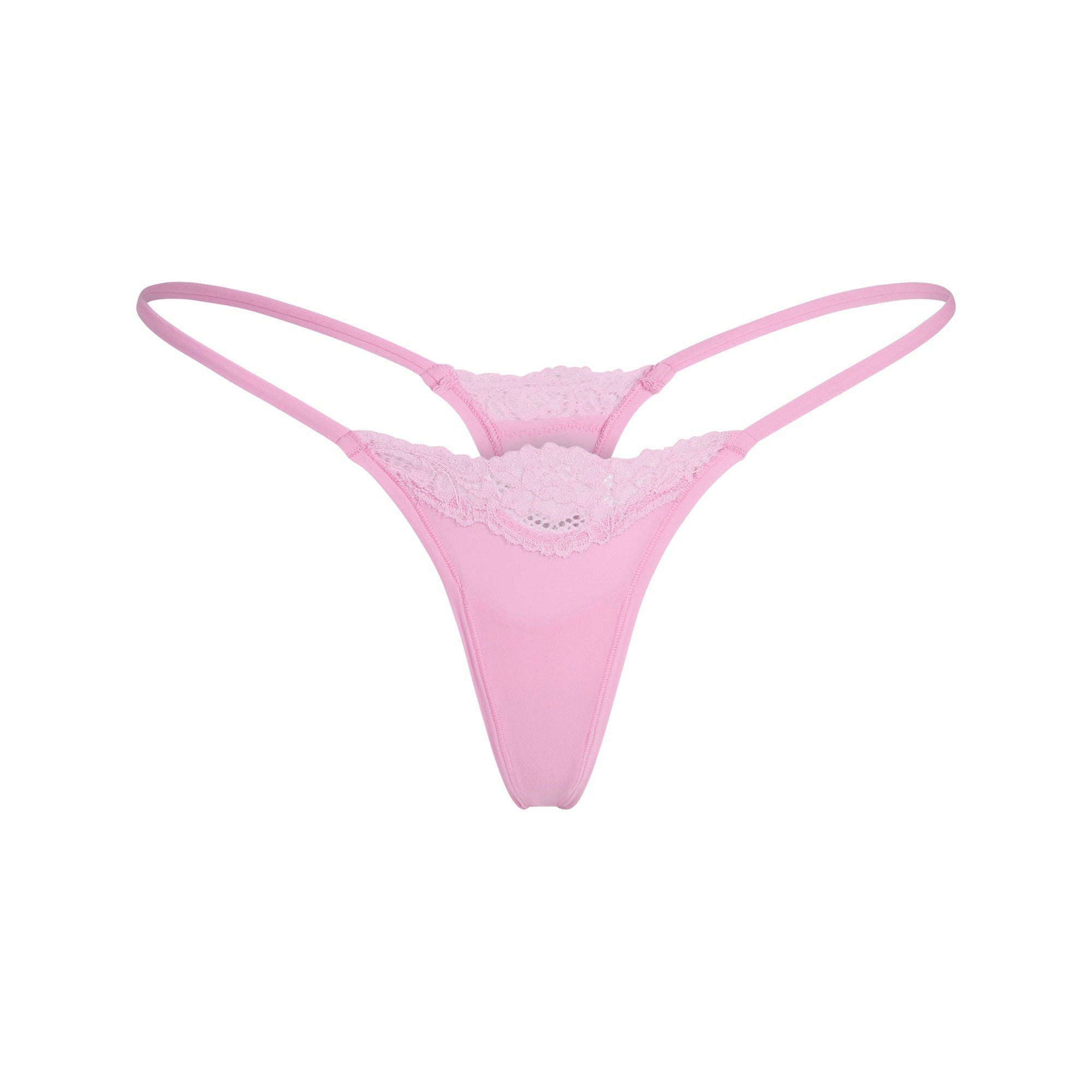 FITS EVERYBODY LACE STRING THONG - BUBBLE GUM TONAL