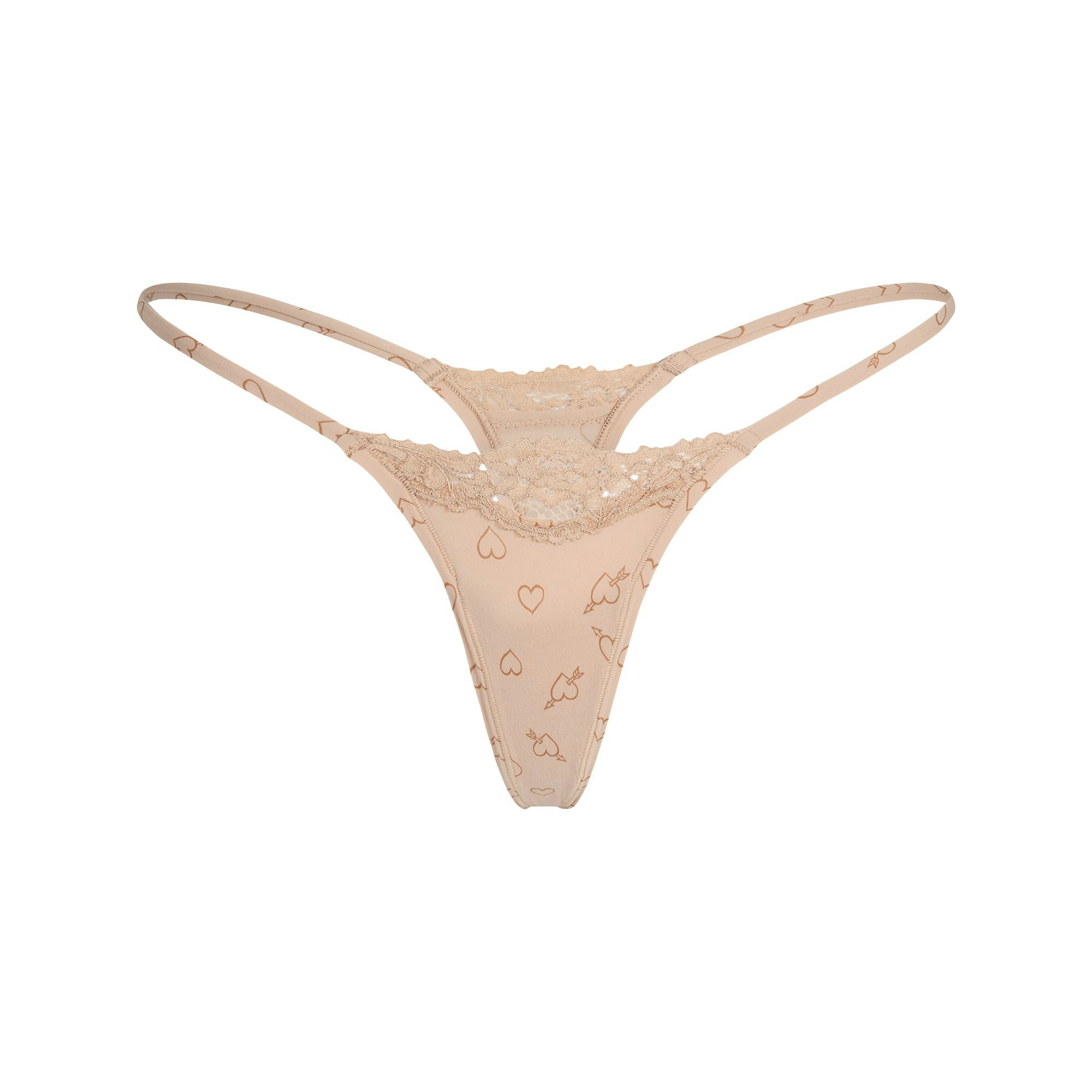 FITS EVERYBODY LACE STRING THONG - MICA SKETCHED HEARTS