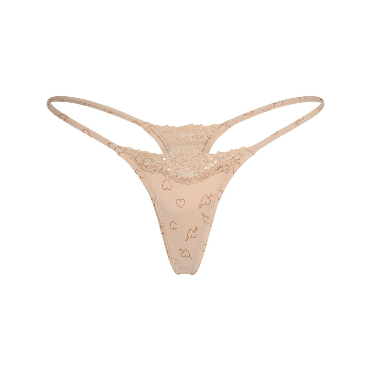 FITS EVERYBODY LACE STRING THONG - MICA SKETCHED HEARTS