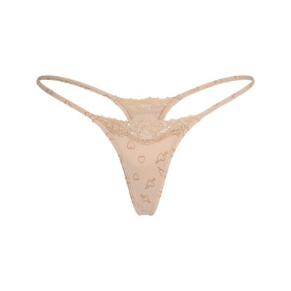 FITS EVERYBODY LACE STRING THONG - MICA SKETCHED HEARTS