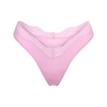 FITS EVERYBODY LACE DIPPED THONG - BUBBLE GUM TONAL