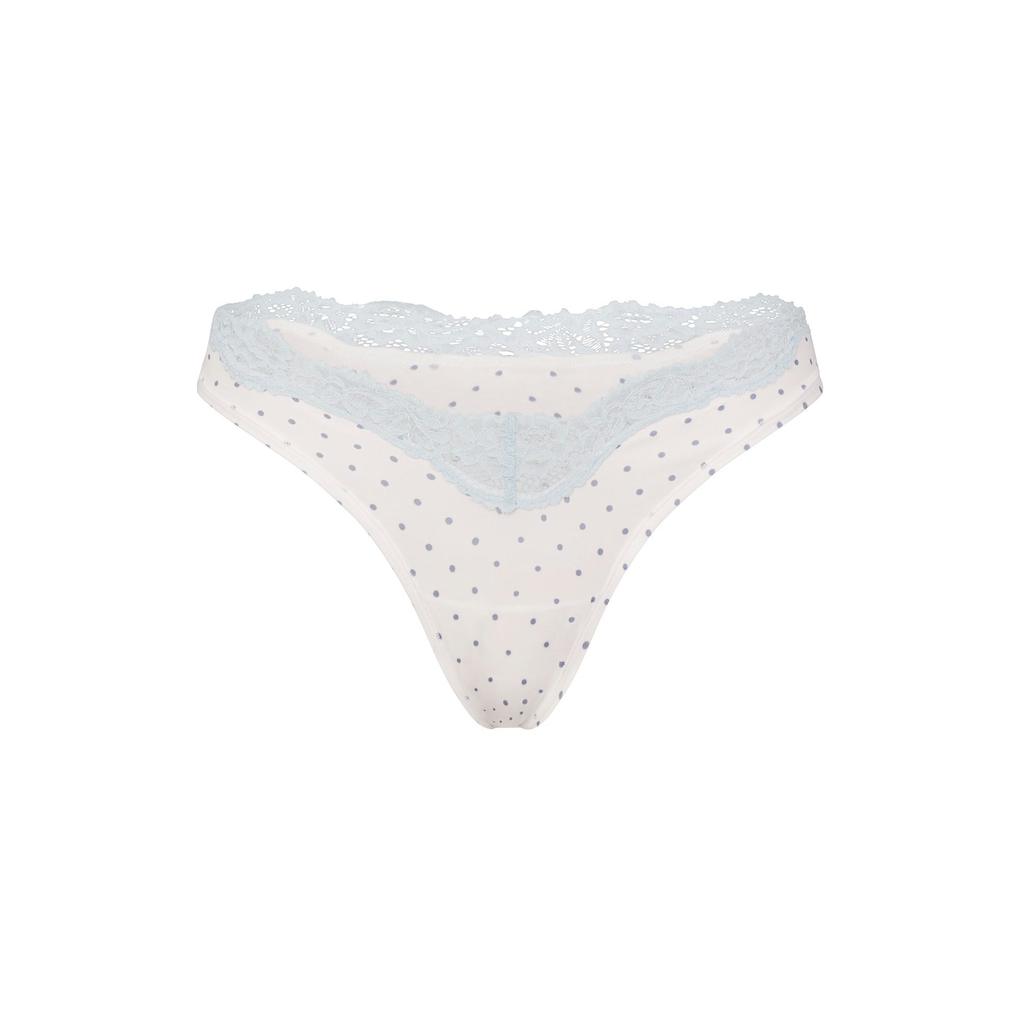 FITS EVERYBODY LACE DIPPED THONG - SLATE PIN DOT PRINT