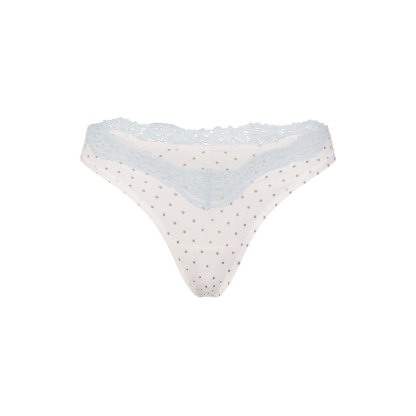 FITS EVERYBODY LACE DIPPED THONG - SLATE PIN DOT PRINT