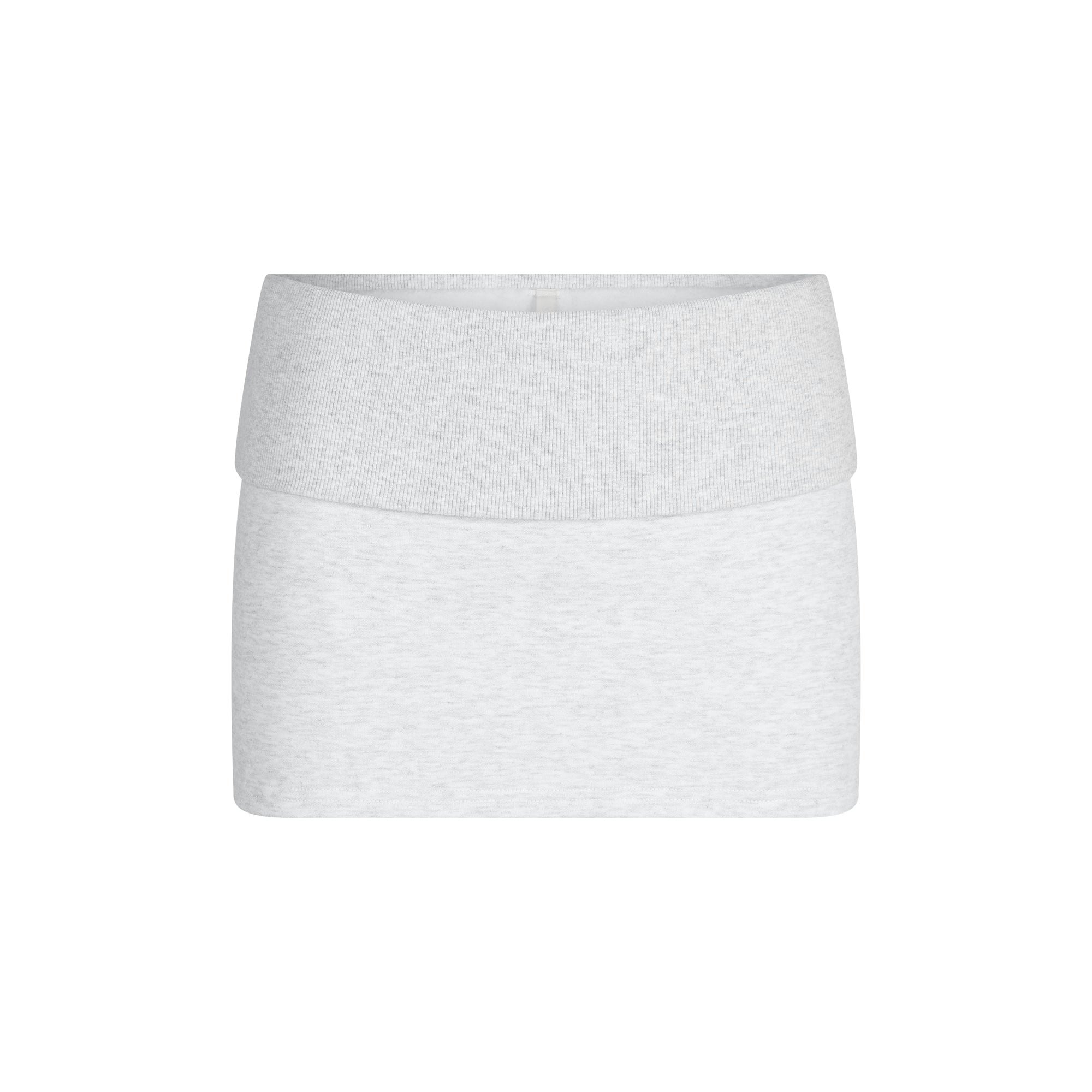 COTTON FLEECE FOLDOVER MINI SKIRT - LIGHT HEATHER GREY - image 7