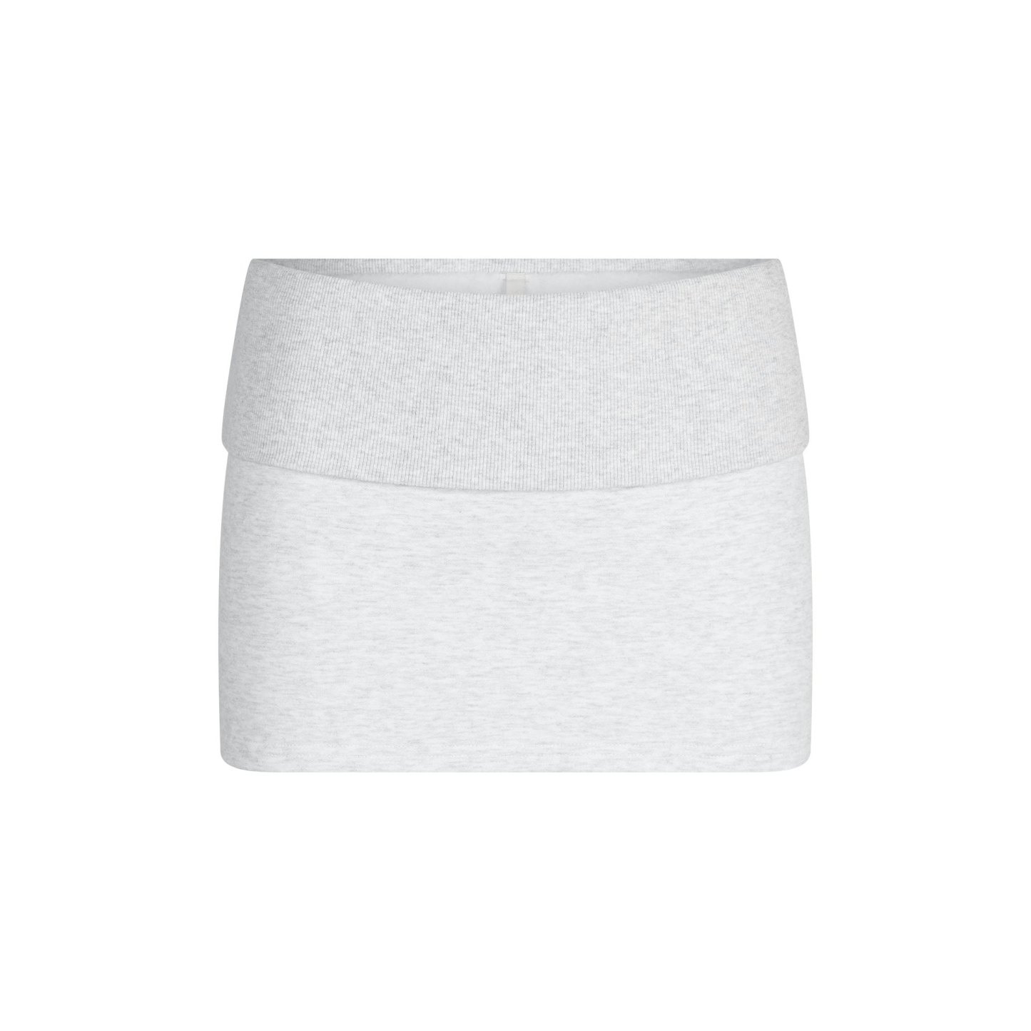 COTTON FLEECE FOLDOVER MINI SKIRT - LIGHT HEATHER GREY - image 7