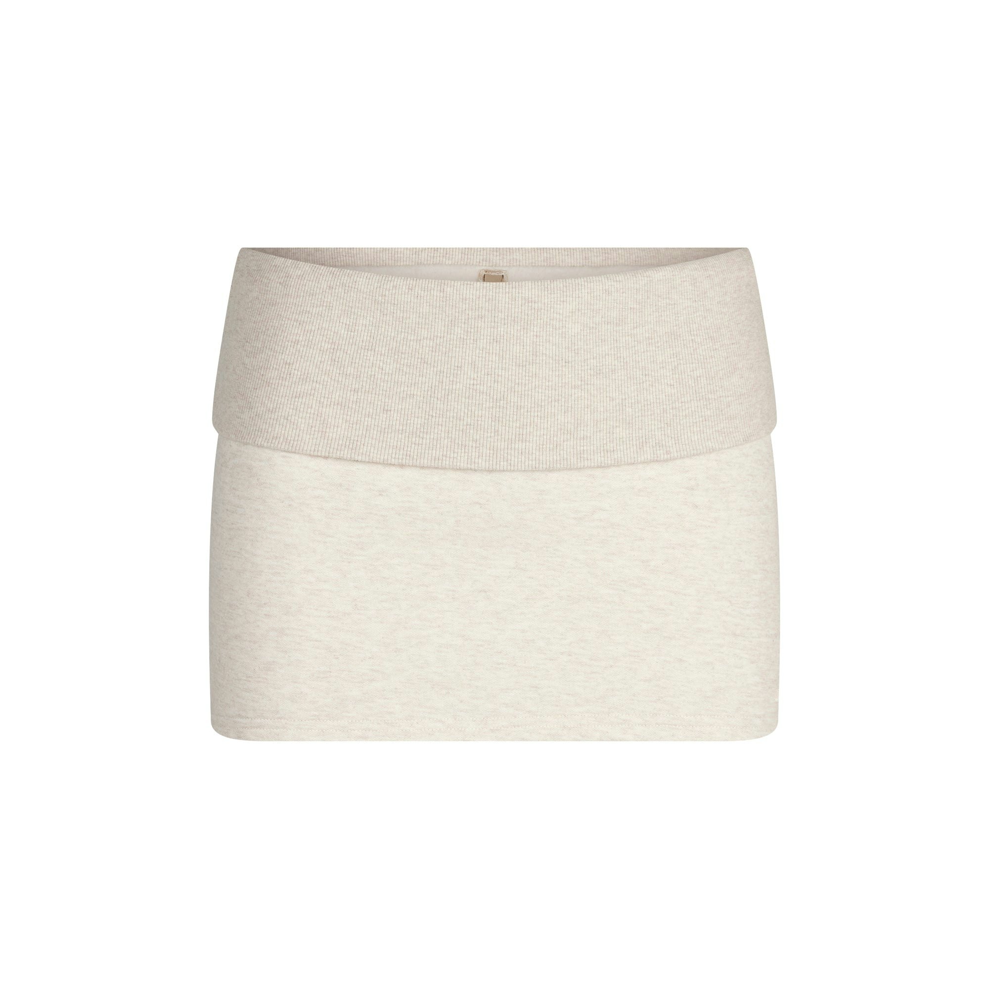 COTTON FLEECE FOLDOVER MINI SKIRT - OATMEAL HEATHER - image 13