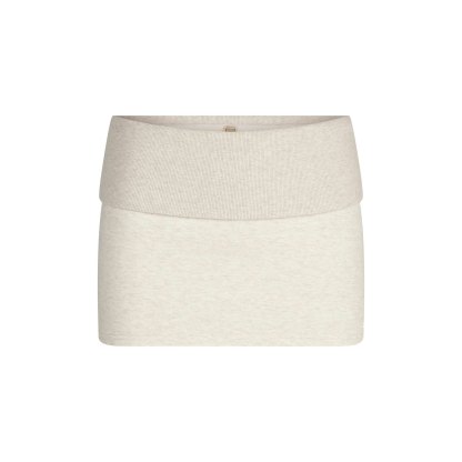 COTTON FLEECE FOLDOVER MINI SKIRT - OATMEAL HEATHER - image 13