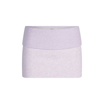 COTTON FLEECE FOLDOVER MINI SKIRT - PURPLE HEATHER - image 19