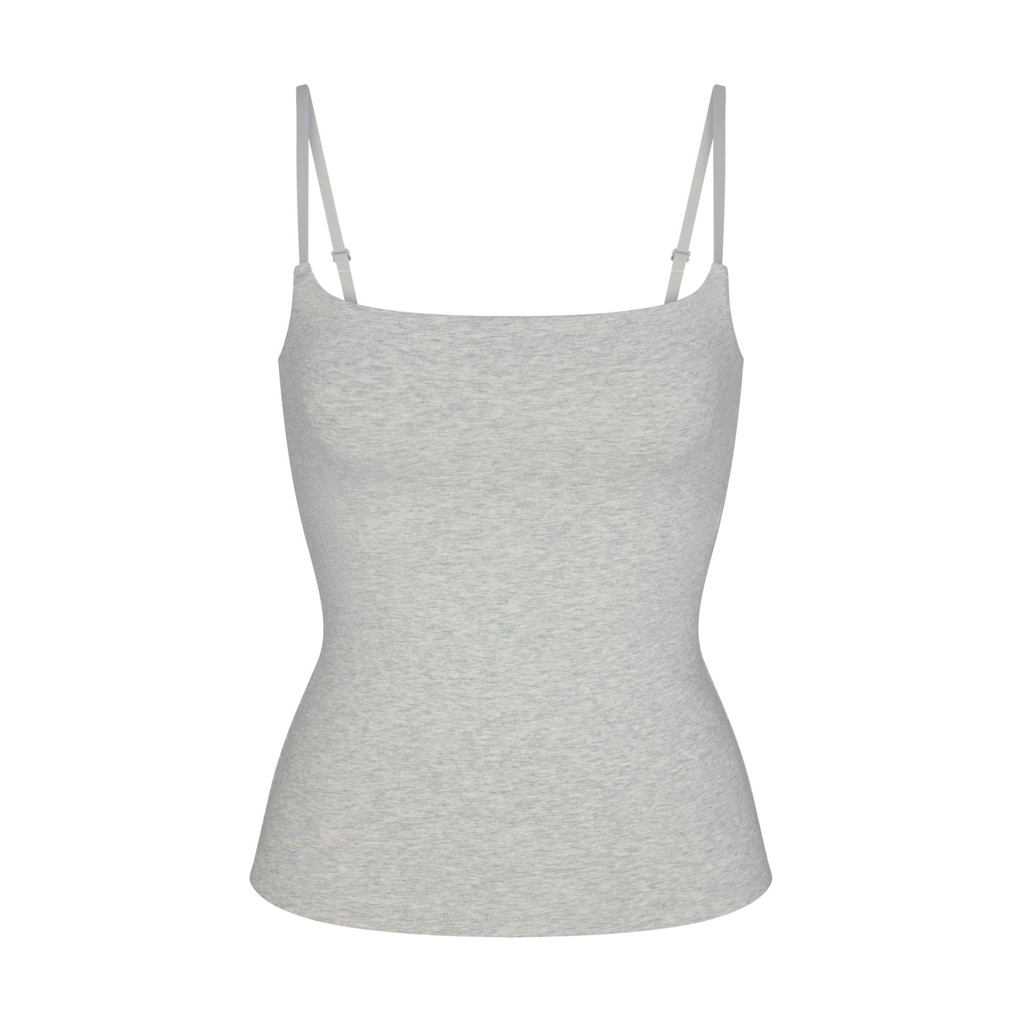 COTTON JERSEY CAMI - LIGHT HEATHER GREY - image 5