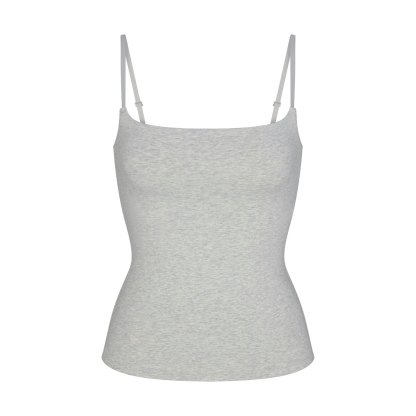 COTTON JERSEY CAMI - LIGHT HEATHER GREY - image 5