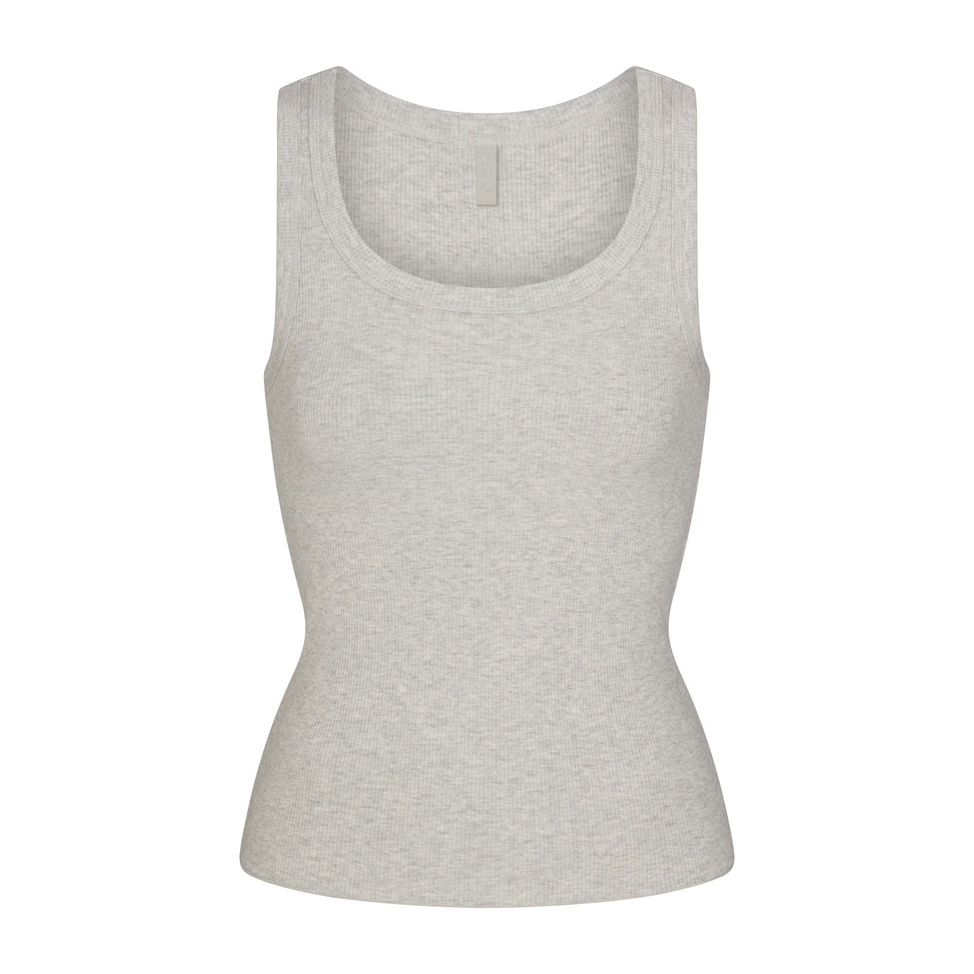 COTTON RIB SCOOP NECK TANK - LIGHT HEATHER GREY - image 5