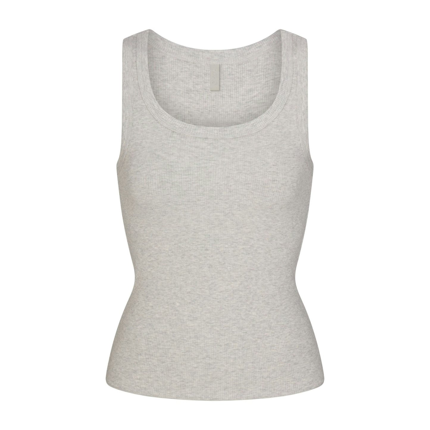 COTTON RIB SCOOP NECK TANK - LIGHT HEATHER GREY - image 5