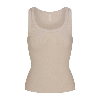 COTTON RIB SCOOP NECK TANK - STONE - image 9