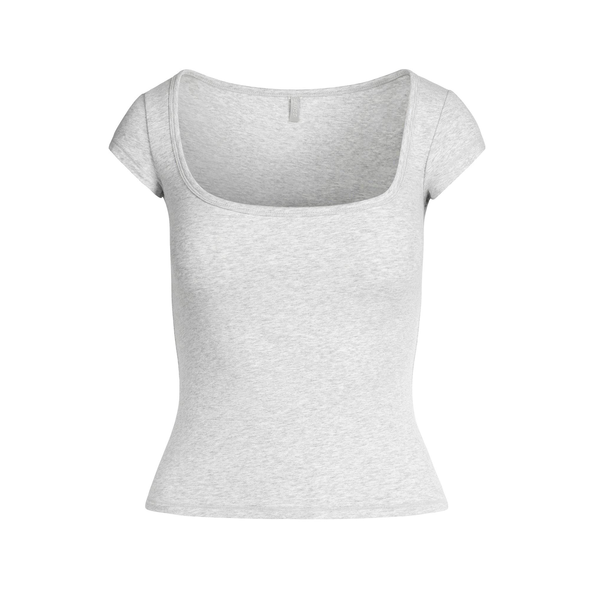 COTTON JERSEY SCOOP NECK T-SHIRT - LIGHT HEATHER GREY - image 22
