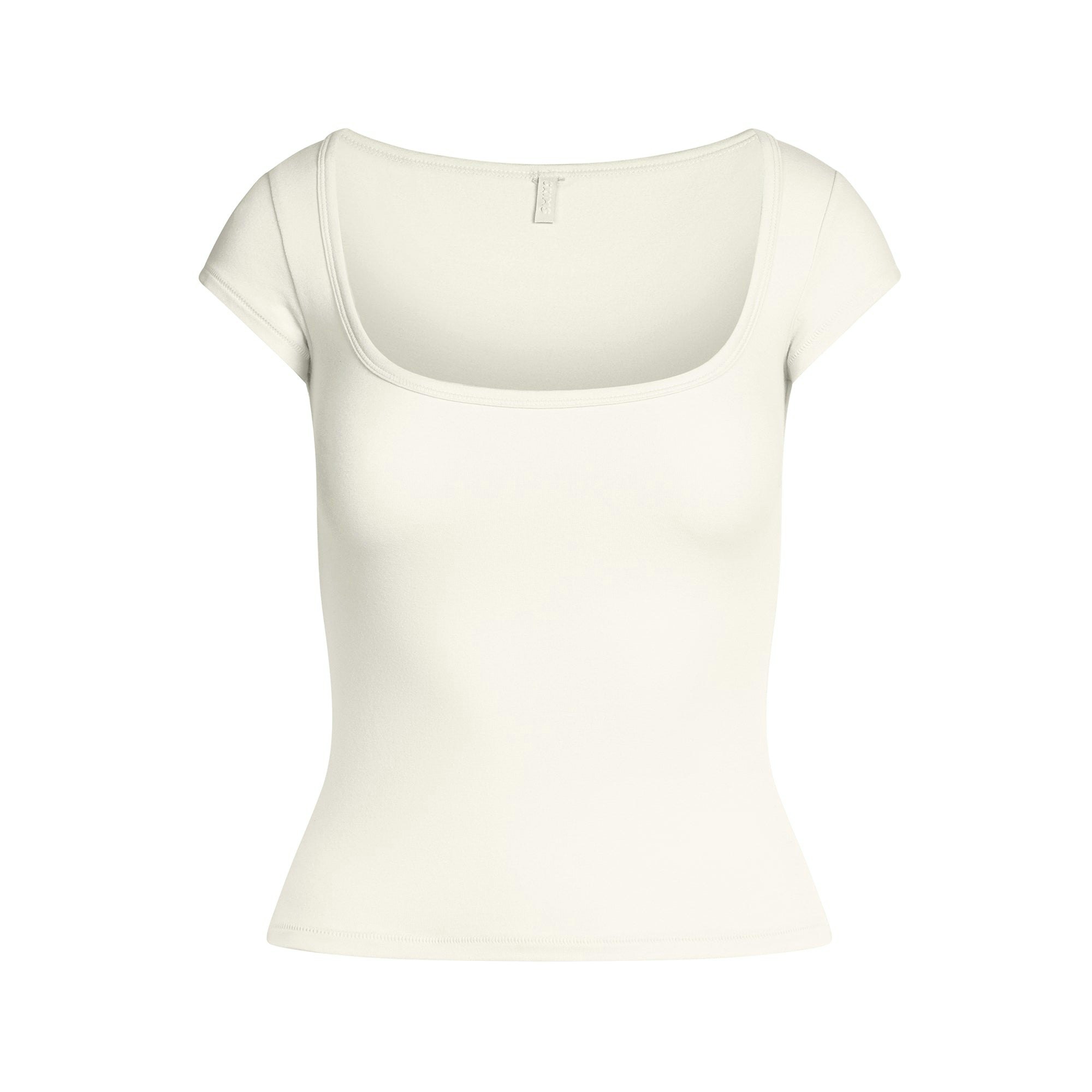 COTTON JERSEY SCOOP NECK T-SHIRT - MARBLE - image 5