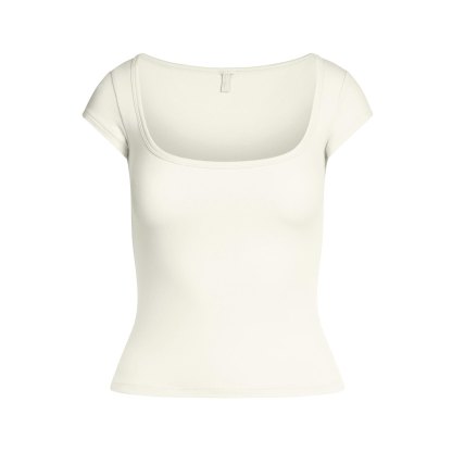 COTTON JERSEY SCOOP NECK T-SHIRT - MARBLE - image 5