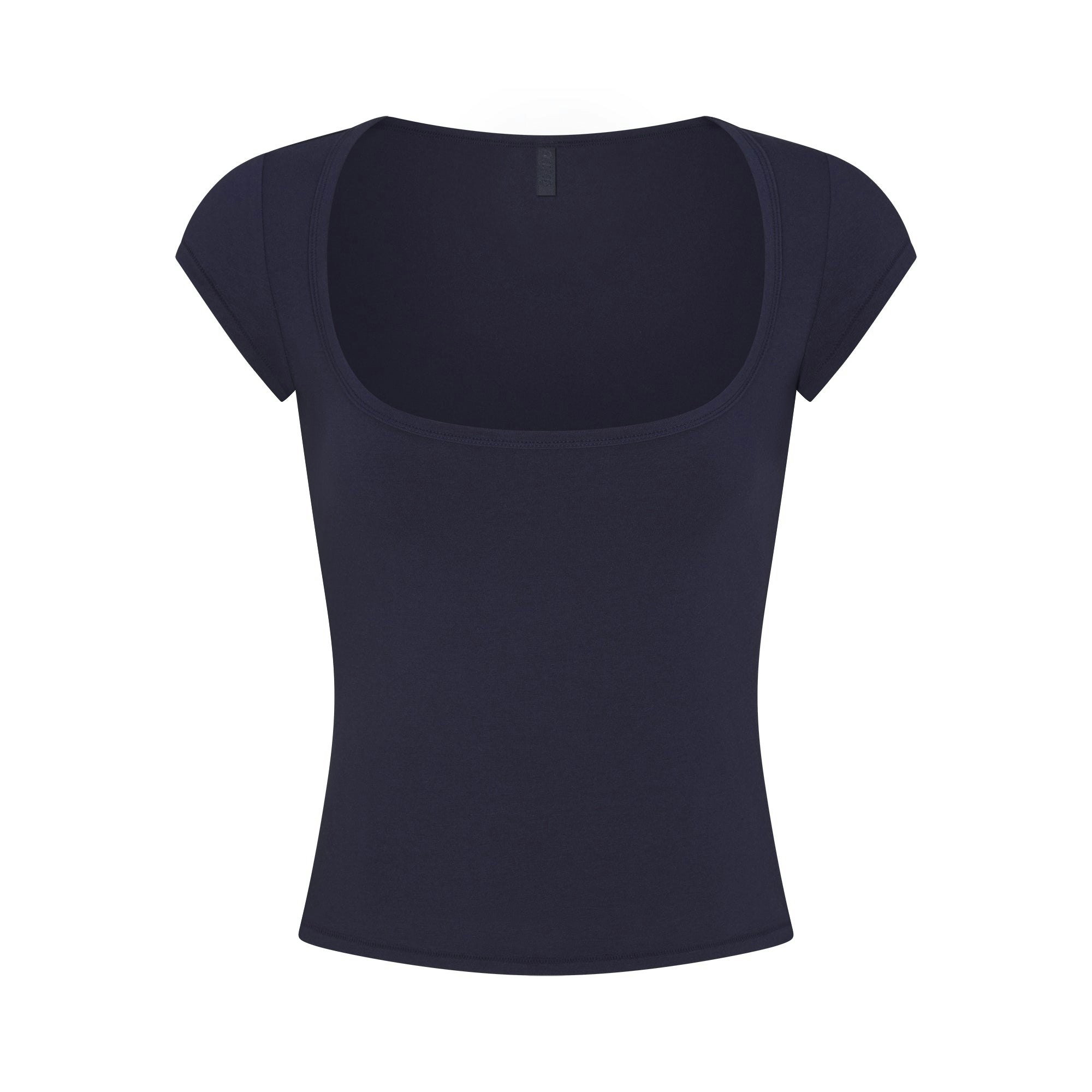 COTTON JERSEY SCOOP NECK T-SHIRT - NAVY - image 16