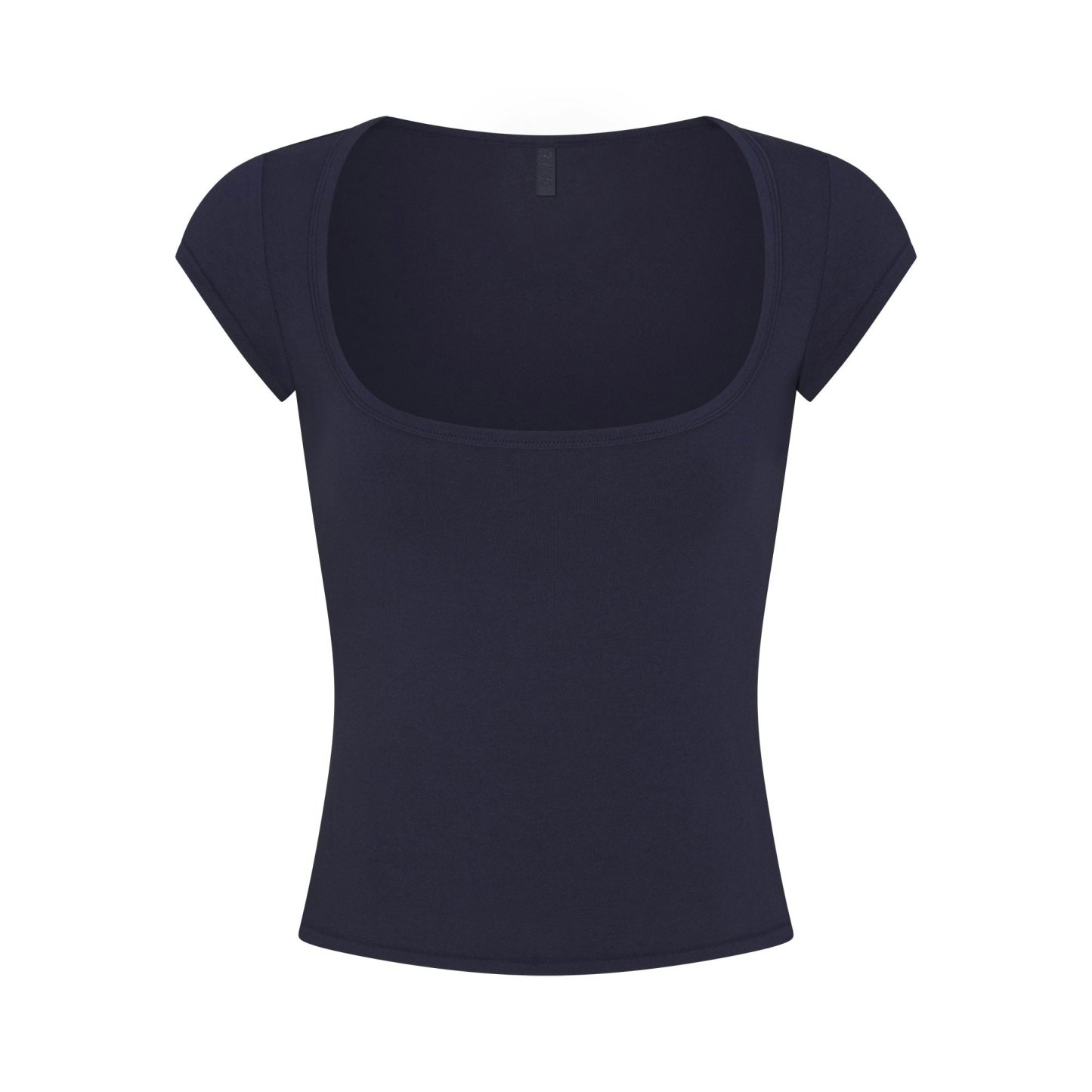 COTTON JERSEY SCOOP NECK T-SHIRT - NAVY - image 16