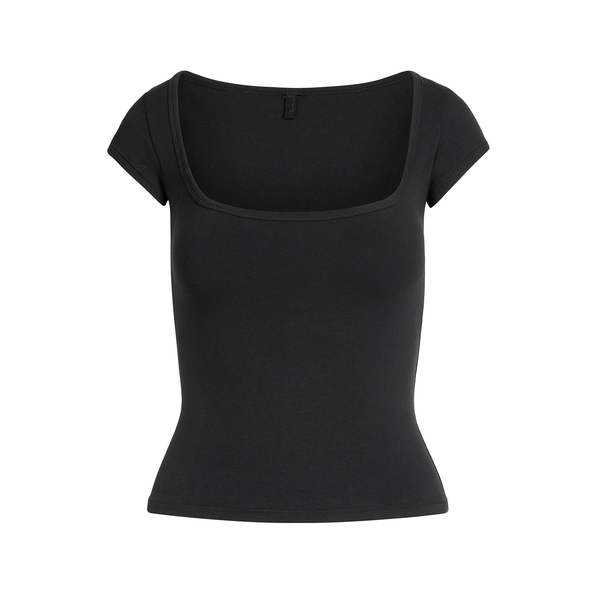 COTTON JERSEY SCOOP NECK T-SHIRT - SOOT - image 27