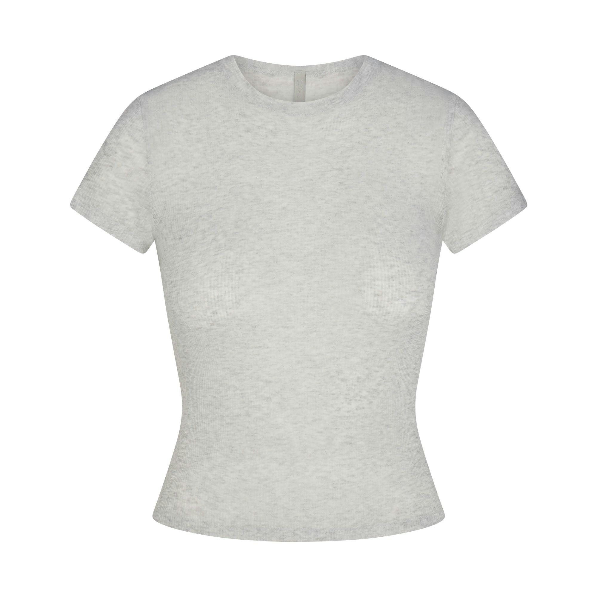 SHEER RIB T-SHIRT - LIGHT HEATHER GREY - image 9