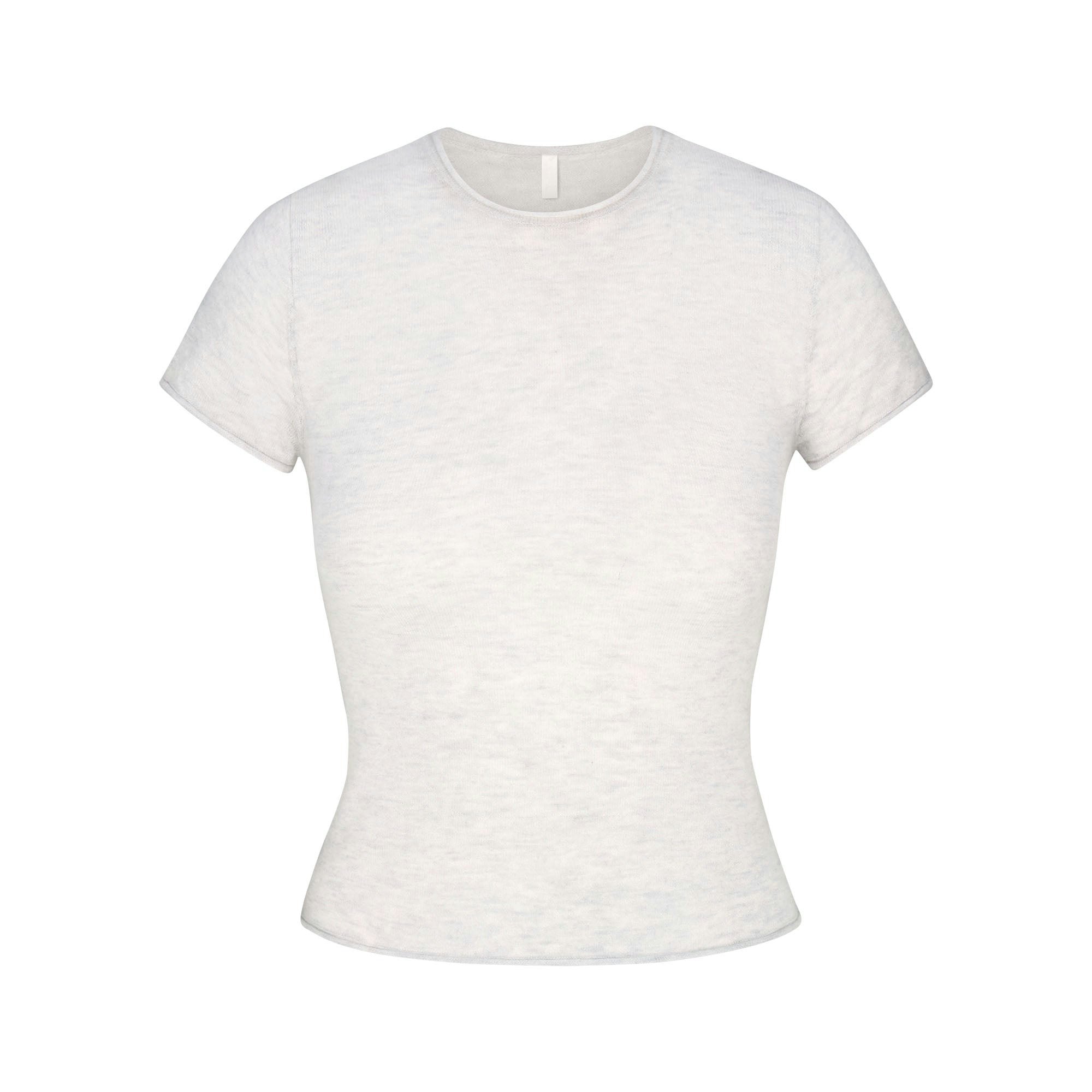 FEATHERWEIGHT CASHMERE TEE - LIGHT HEATHER GREY - image 11