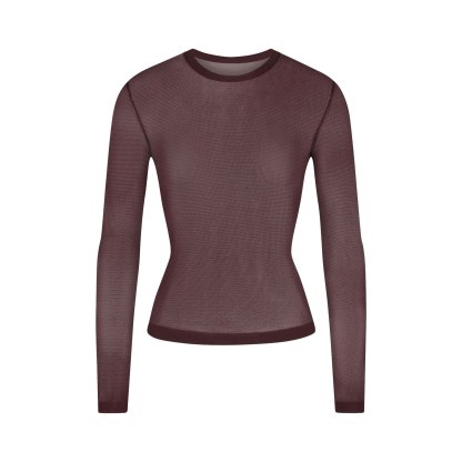 SLINKY KNIT CREW NECK LONG SLEEVE TOP - CURRANT - image 17