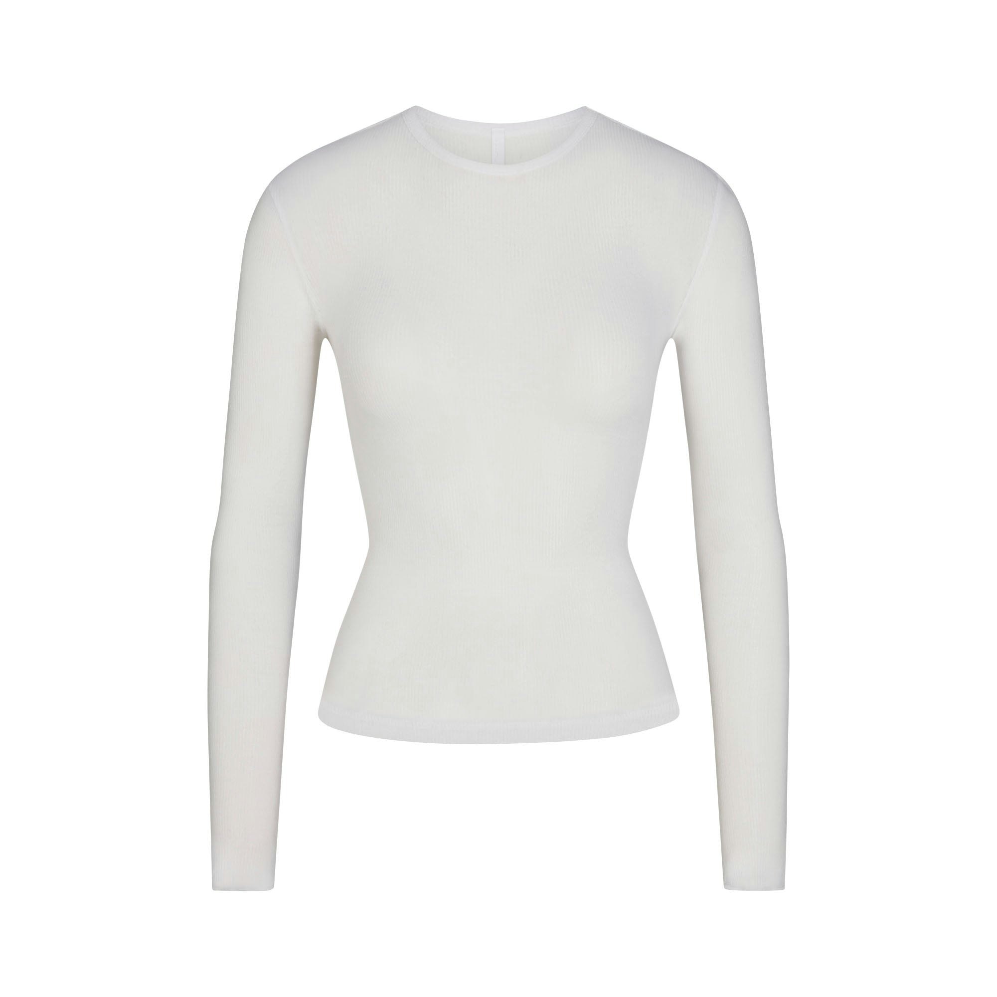 SHEER RIB LONG SLEEVE TOP - SNOW - image 10