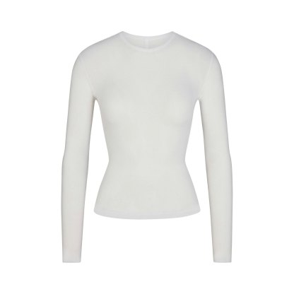 SHEER RIB LONG SLEEVE TOP - SNOW - image 10