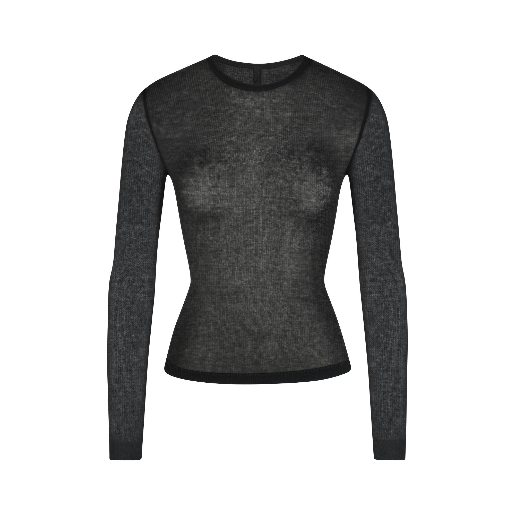 SHEER RIB LONG SLEEVE TOP - SOOT - image 19
