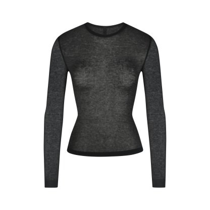 SHEER RIB LONG SLEEVE TOP - SOOT - image 19