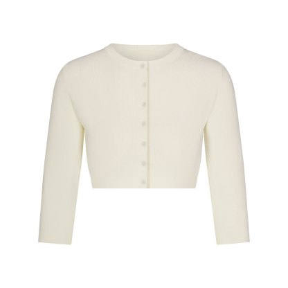 REFINED KNIT CROPPED CARDIGAN - EGRET - image 17