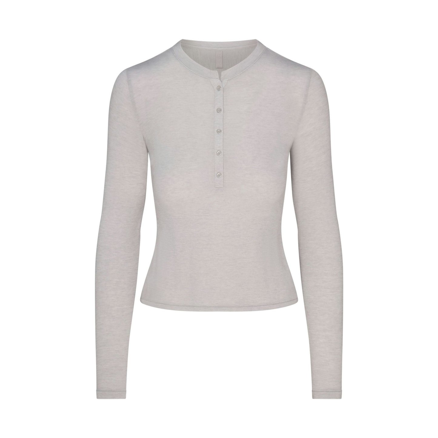 SHEER MODAL CREWNECK HENLEY - HEATHER GREY - image 5