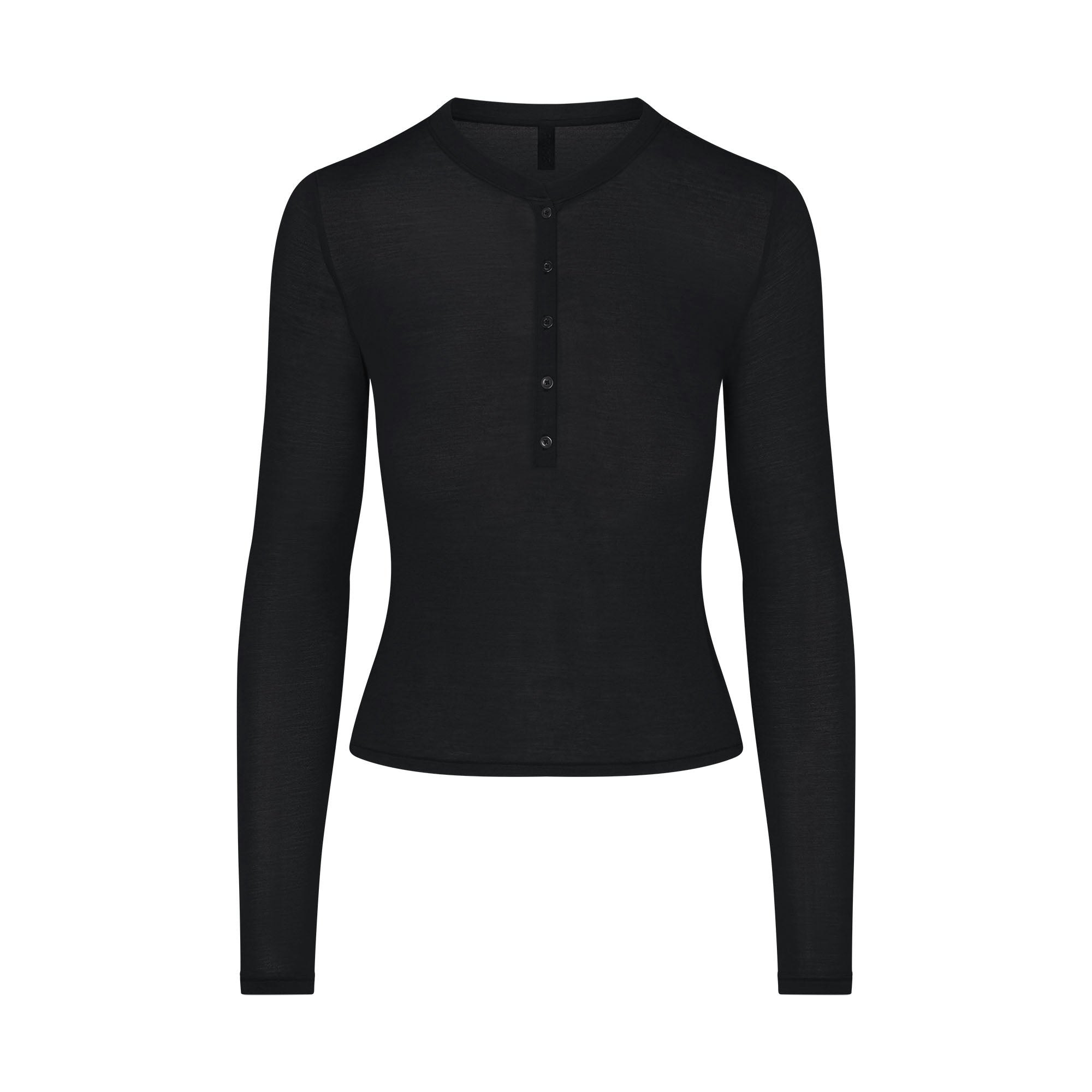 SHEER MODAL CREWNECK HENLEY - ONYX - image 21