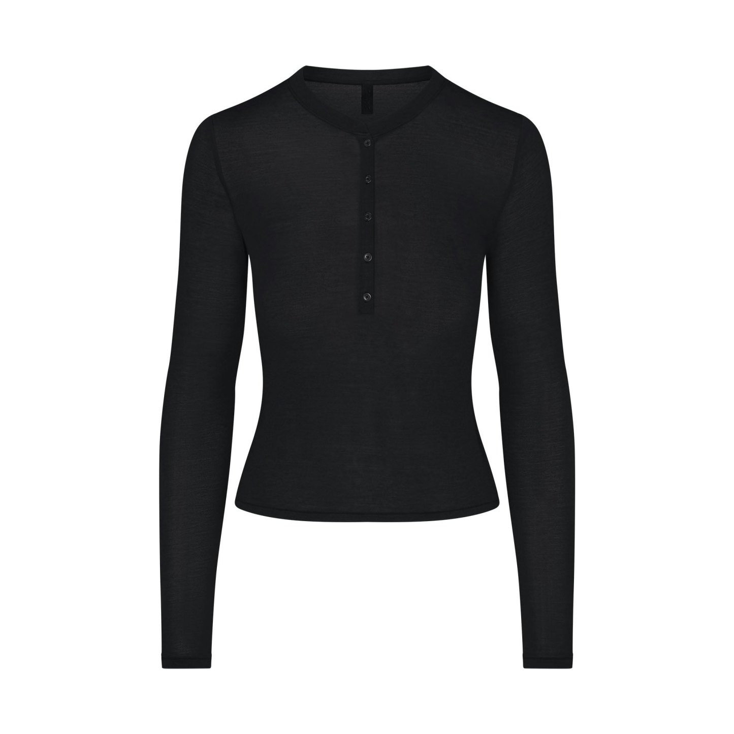 SHEER MODAL CREWNECK HENLEY - ONYX - image 21