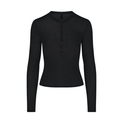 SHEER MODAL CREWNECK HENLEY - ONYX - image 21