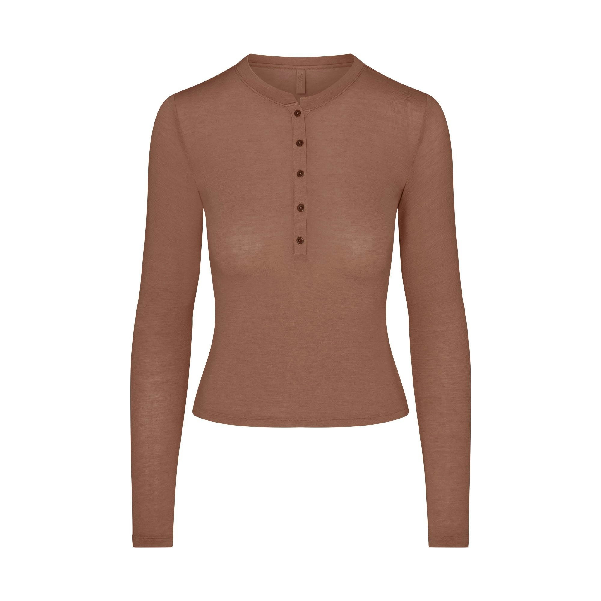 SHEER MODAL CREWNECK HENLEY - SIENNA - image 10