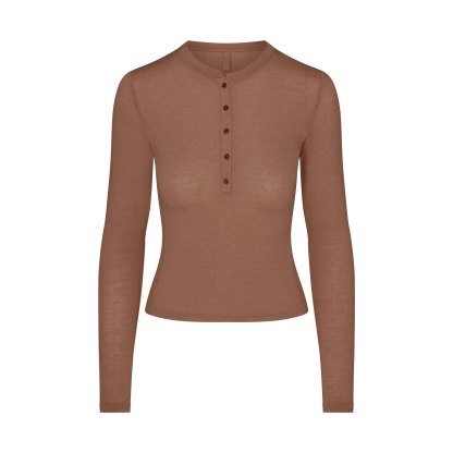 SHEER MODAL CREWNECK HENLEY - SIENNA - image 10