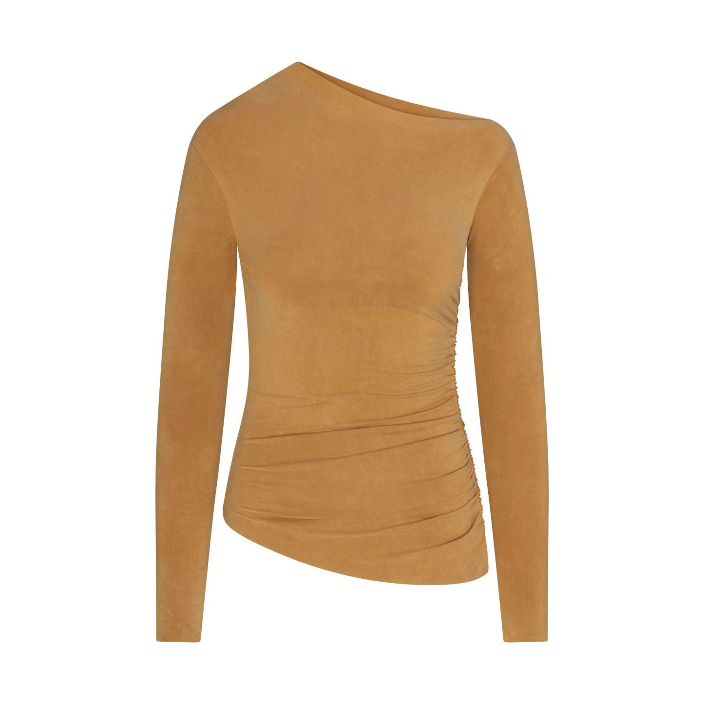 CUPRO JERSEY ASYMMETRICAL TOP - ALMOND - image 13