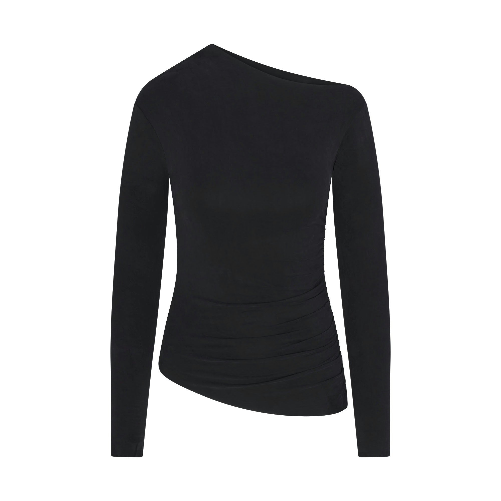 CUPRO JERSEY ASYMMETRICAL TOP - OBSIDIAN - image 19