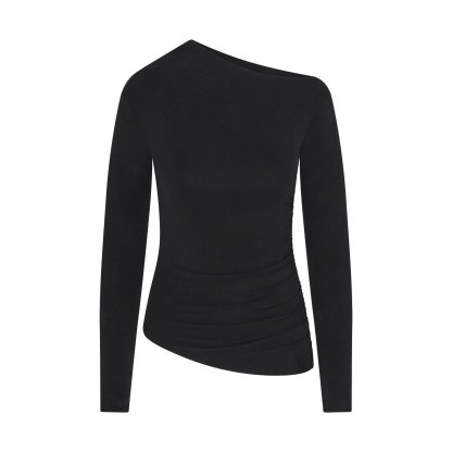 CUPRO JERSEY ASYMMETRICAL TOP - OBSIDIAN - image 19