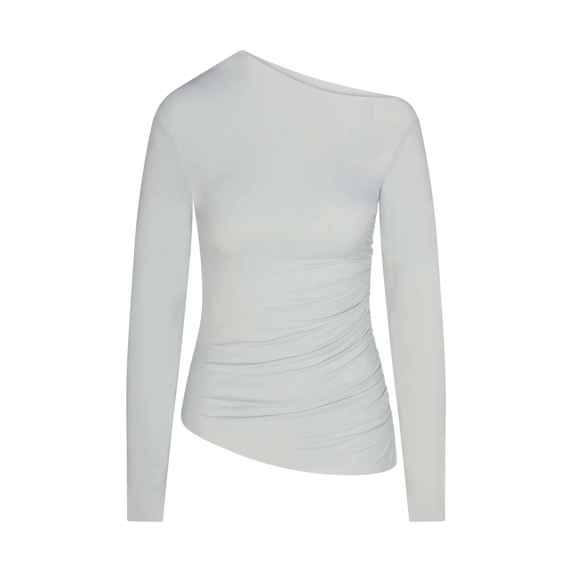CUPRO JERSEY ASYMMETRICAL TOP - PEARL - image 6