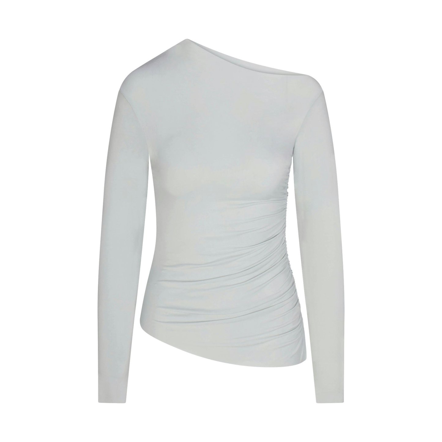 CUPRO JERSEY ASYMMETRICAL TOP - PEARL - image 6