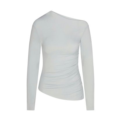 CUPRO JERSEY ASYMMETRICAL TOP - PEARL - image 6