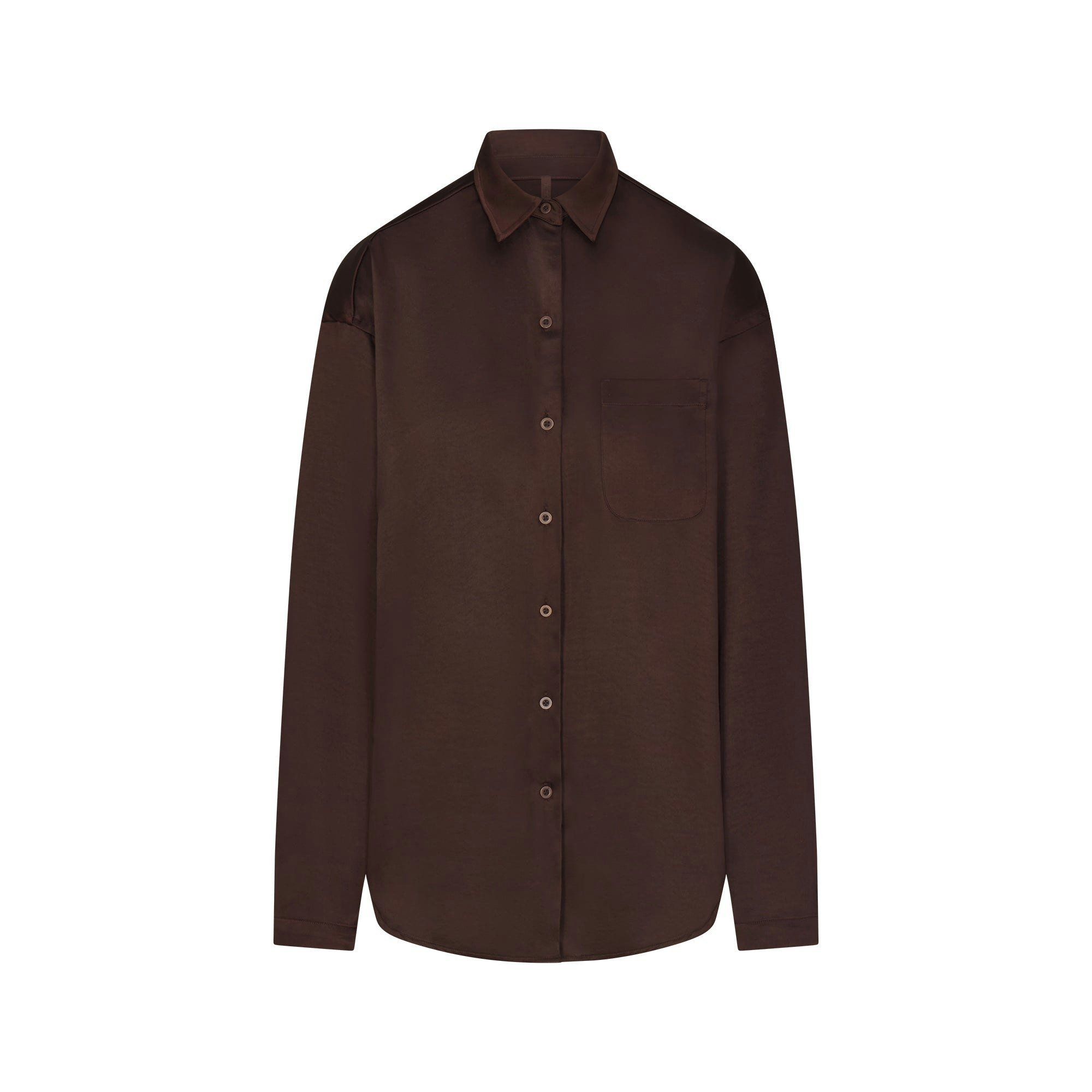 LIGHTWEIGHT SATIN OVERSIZED SHIRT - ESPRESSO - image 11